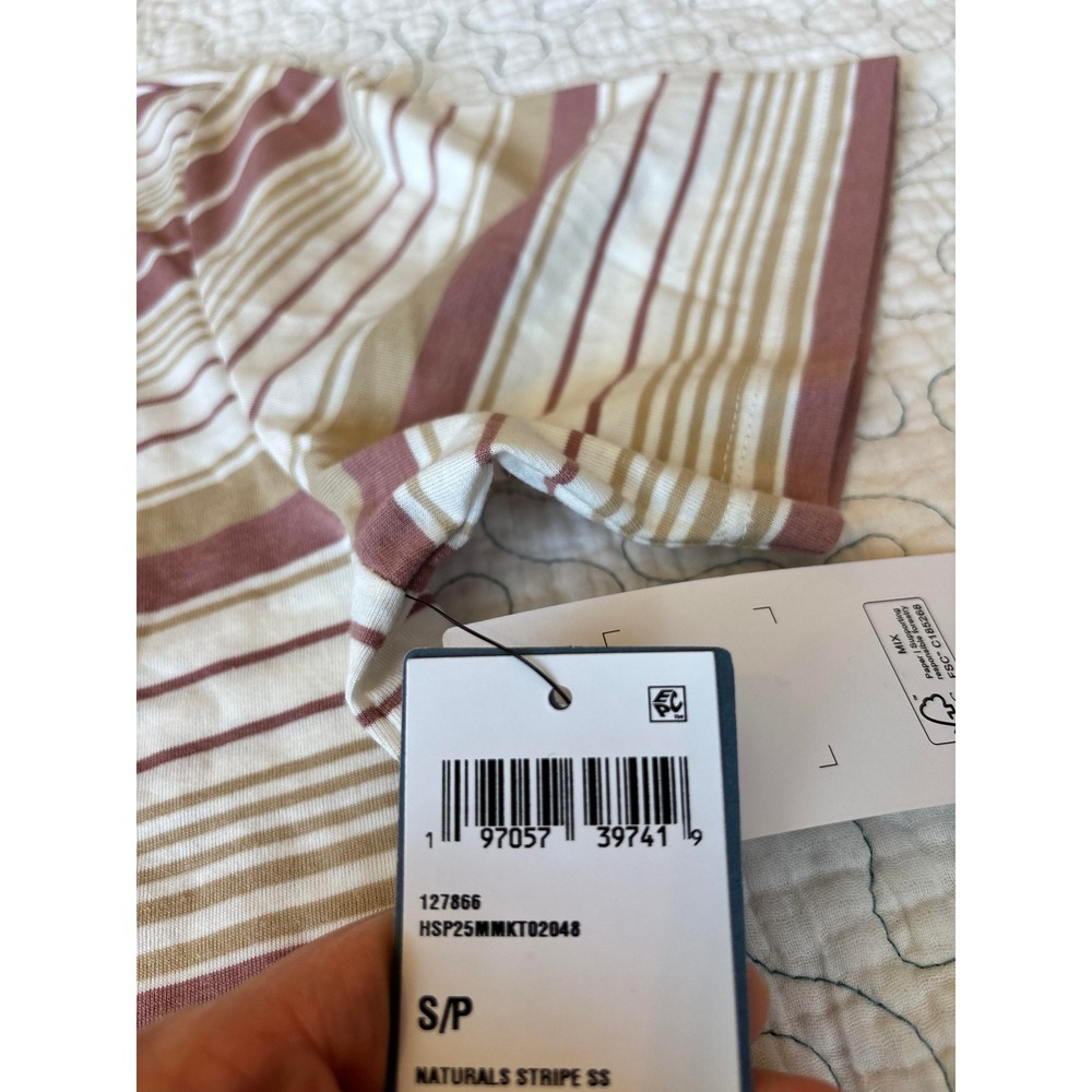 Hurley Mens Naturals Stripe Short Sleeve Mauve Tan T-Shirt Size Small - Picture 4 of 4